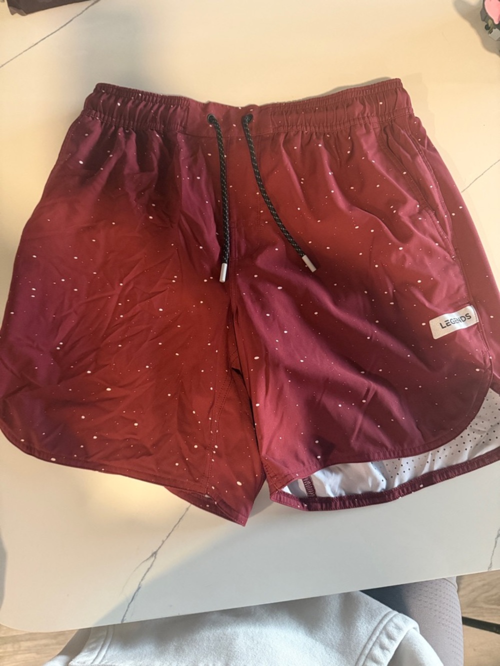Legends Maroon Athletic Swim Shorts with Speckle Detail